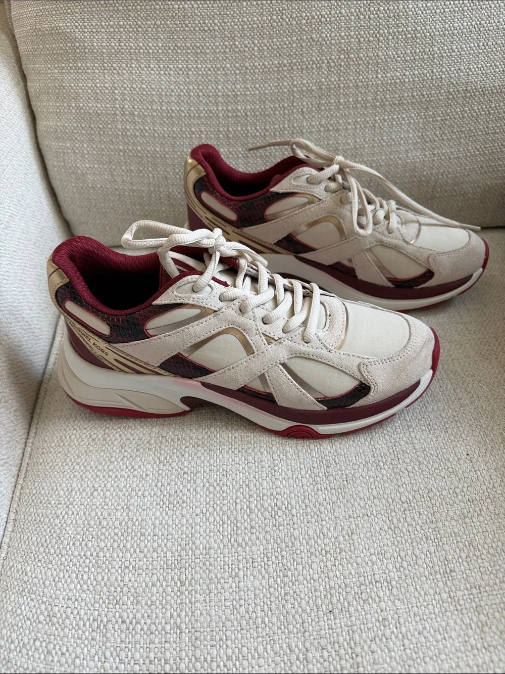 MICHAEL Michael Kors Cream and Burgundy women’s Sneakers